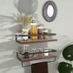 image 4 of Industrial 2PC Tier Wooden Floating Shelves with Hanging Rail Brown