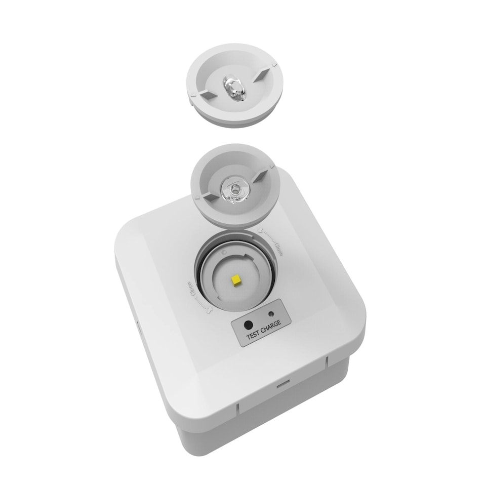 image 1 of CGC Surface Mount Square White IP65 Emergency Downlight with Changeable Corridor and Open Area Lens White