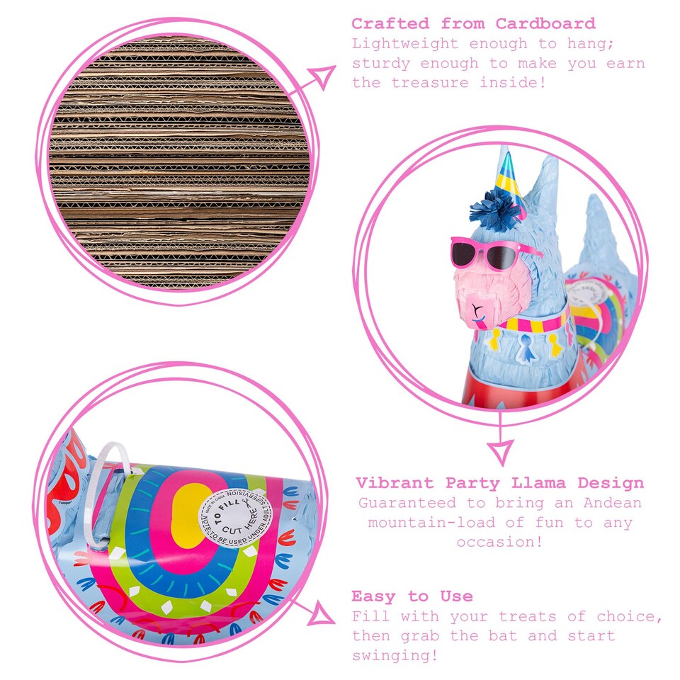 image 1 of Fax Potato 3pc Llama Pinata Set with Stick & Blindfold - Blue Stick