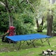 image 2 of Outsunny Double Camping Bed Camping Cot Foldable Sunbed Outdoor Patio Sleeping Bed Super Light with Carry Bag Blue