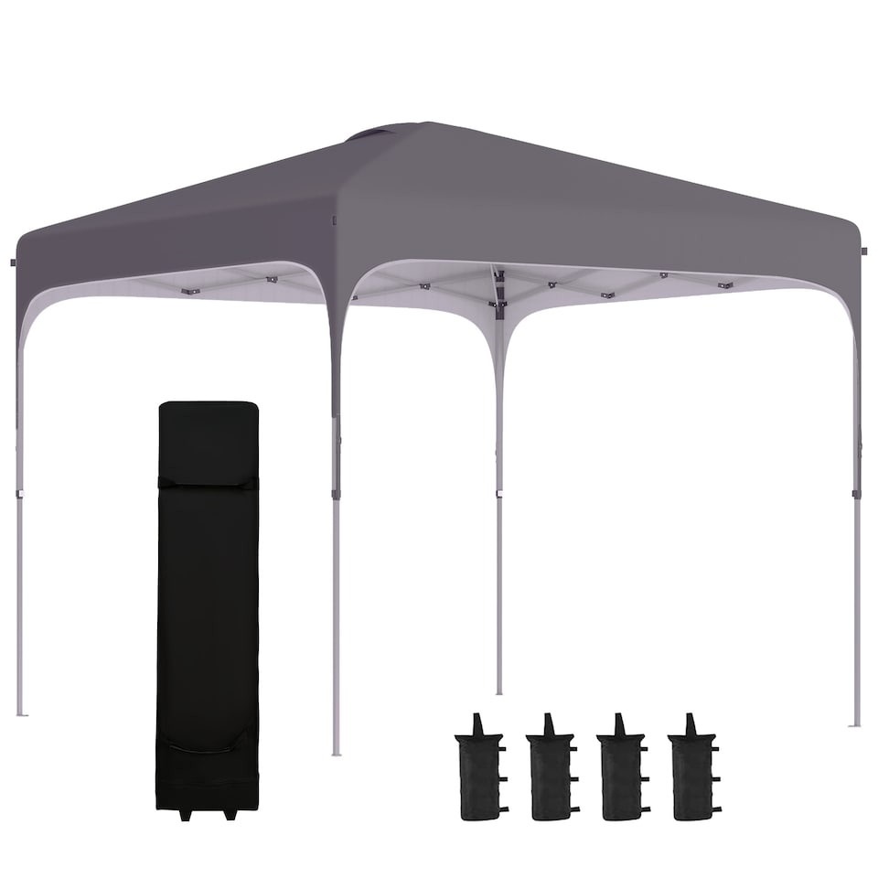 image 1 of Outsunny 3 x 3M Pop Up Gazebo, UPF 50 Foldable Canopy Tent with Wheeled Carrybag, 4 Leg Weight Bags, Height Adjustable Marquee Shelter 1 person easy setup for Outdoor Garden Patio Party, Dark Grey