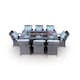 image 2 of Arizona Fire Pit 8 Seater Rectangle Rattan Dining Set | Grey | Grey