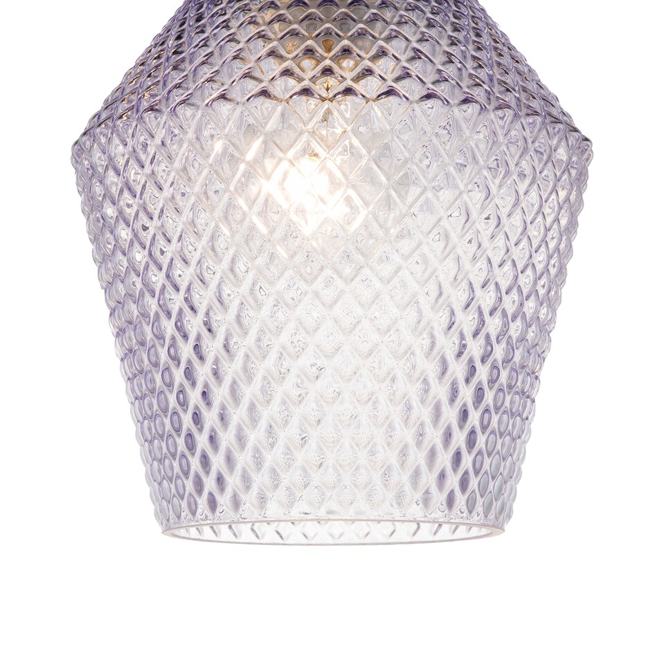 image 1 of Modern and Compact Diamond Design Purple Lilac Glass Pendant Shade | Purple