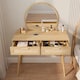 image 4 of Dressing Table With Circular Mirror 2 Rattan Front Drawers Bedroom Vanity Table