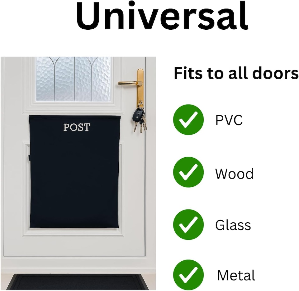 image 1 of Letter Box Catcher [Black] - Post Catcher for Letterboxes Indoor, No Tools or Screws Needed - 52 x 40 cm Dog Proof Mail Catchers Bag, Black Letter Box for Front Door