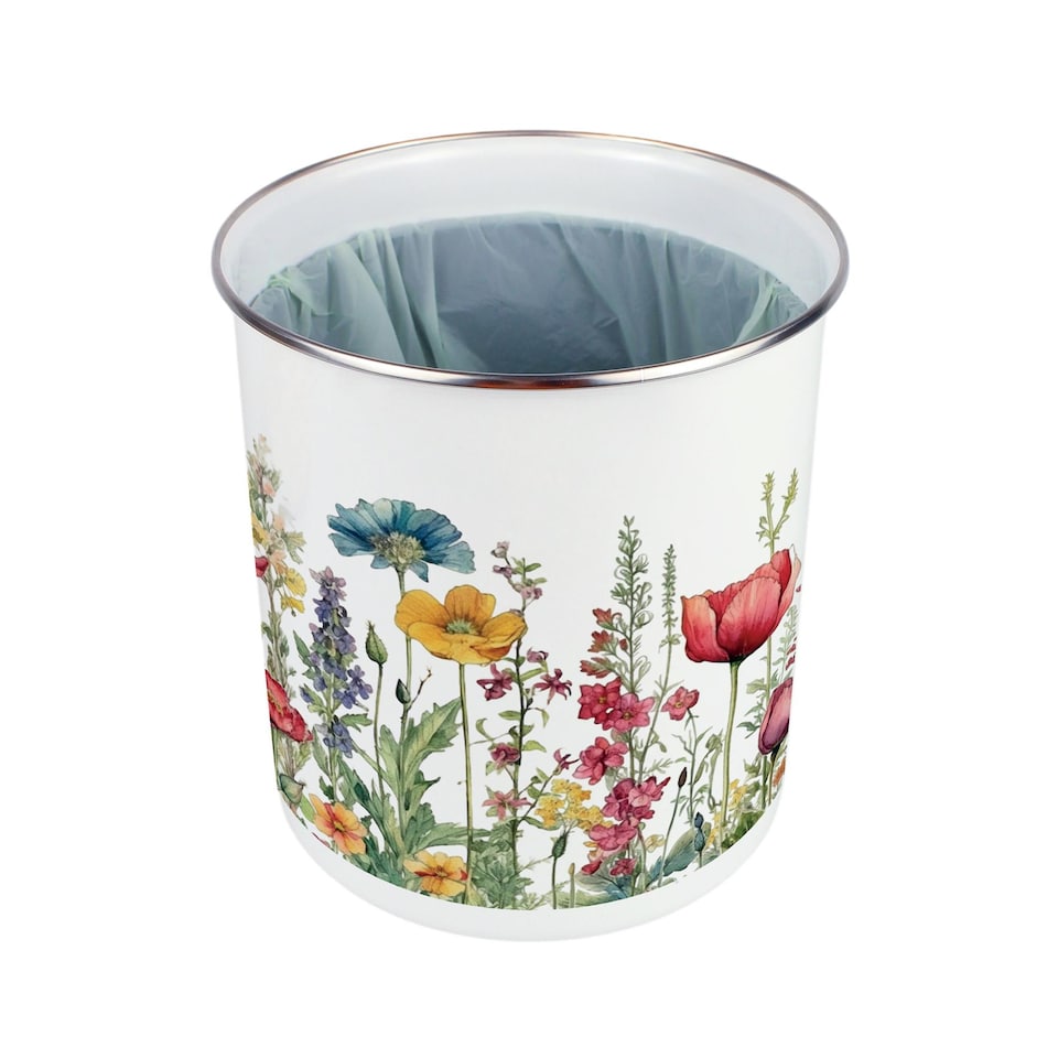 image 1 of Wildflowers Food Waste Caddy - Metal 2L Decorative Kitchen Compost Bin