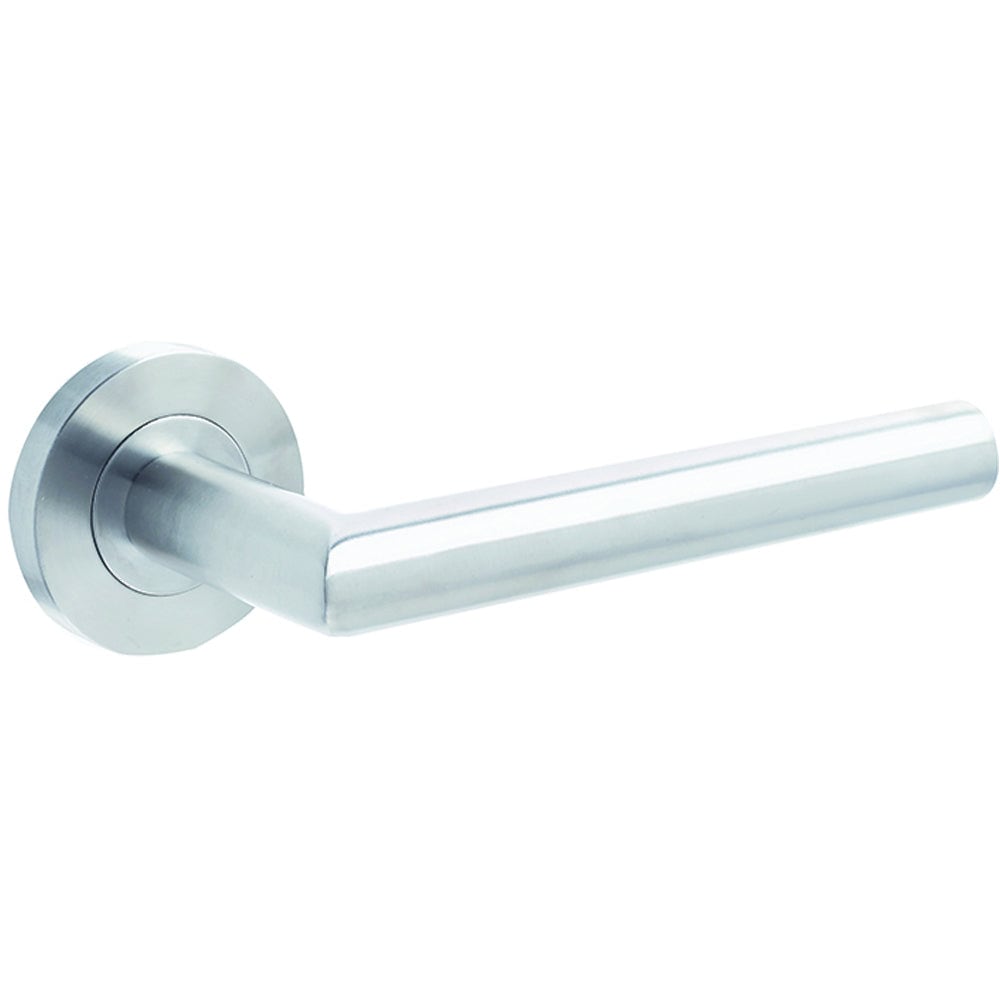 Premium Satin Stainless Steel Door Handle on Rose for Residential and Commercial Use - Interior Handle