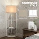 image 4 of HOMCOM Corner Modern Floor Lamp with Shelves for Living Room, Bedroom, White