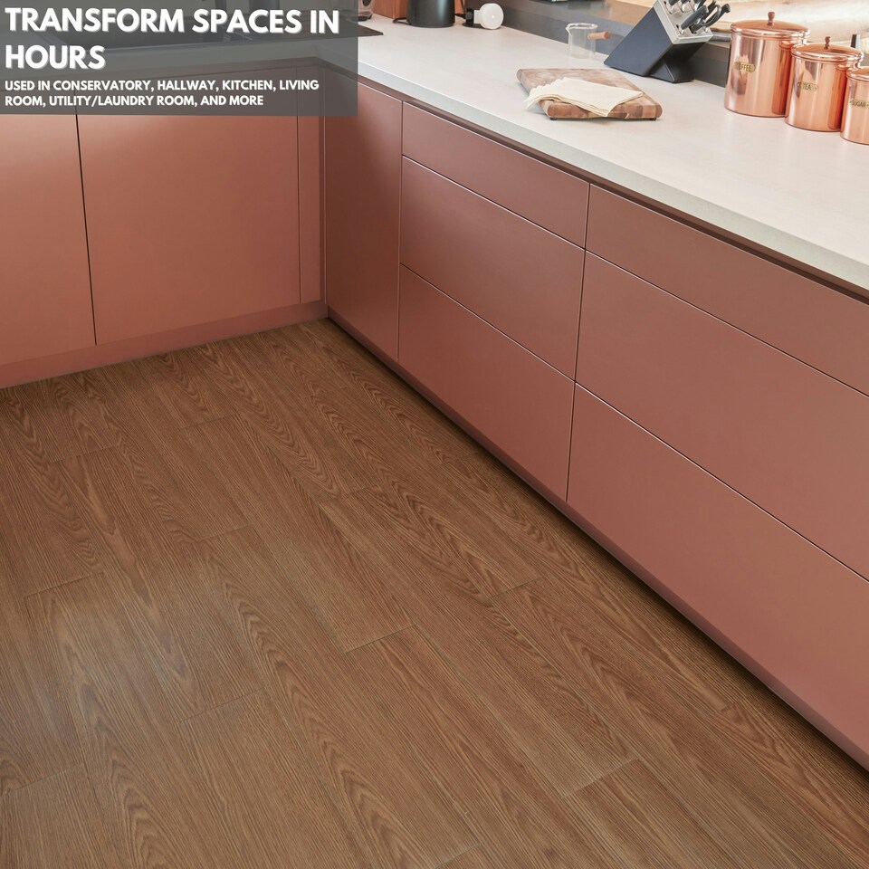 image 1 of NOVECRAFTO Self Adhesive Vinyl Floor Planks – Peel & Stick Flooring – Brown Wood Effect – Easy DIY Installation – Durable & Waterproof Tiles Brown | 2.78 sqm