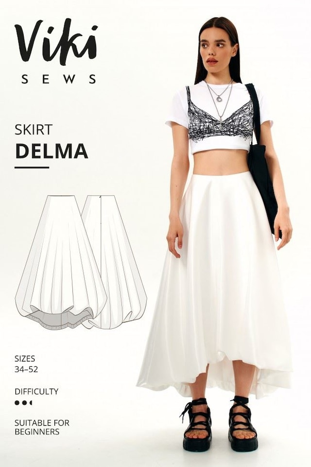 image 1 of Vikisews Delma Skirt Paper Sewing Pattern – Women’s Skirt, UK Sizes Uk 4–22, Intermediate