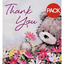 Simon Elvin Thank You Twin Display Packs (Pack Of 6) - Teddybear - 9cm x 9.5cm