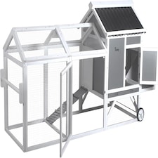 Actiaspet - Large Wooden Chicken Coop with Nesting Box and Wheels | Outdoor Hen House for Garden Use