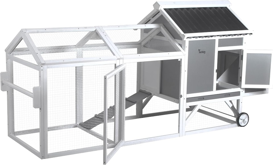 image 1 of Actiaspet - Large Wooden Chicken Coop with Nesting Box and Wheels | Outdoor Hen House for Garden Use