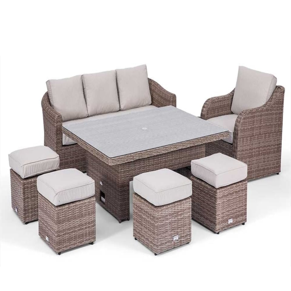 image 1 of Primrose Living Classic Rattan 8 Seater Sofa Set with Rising Table in Natural