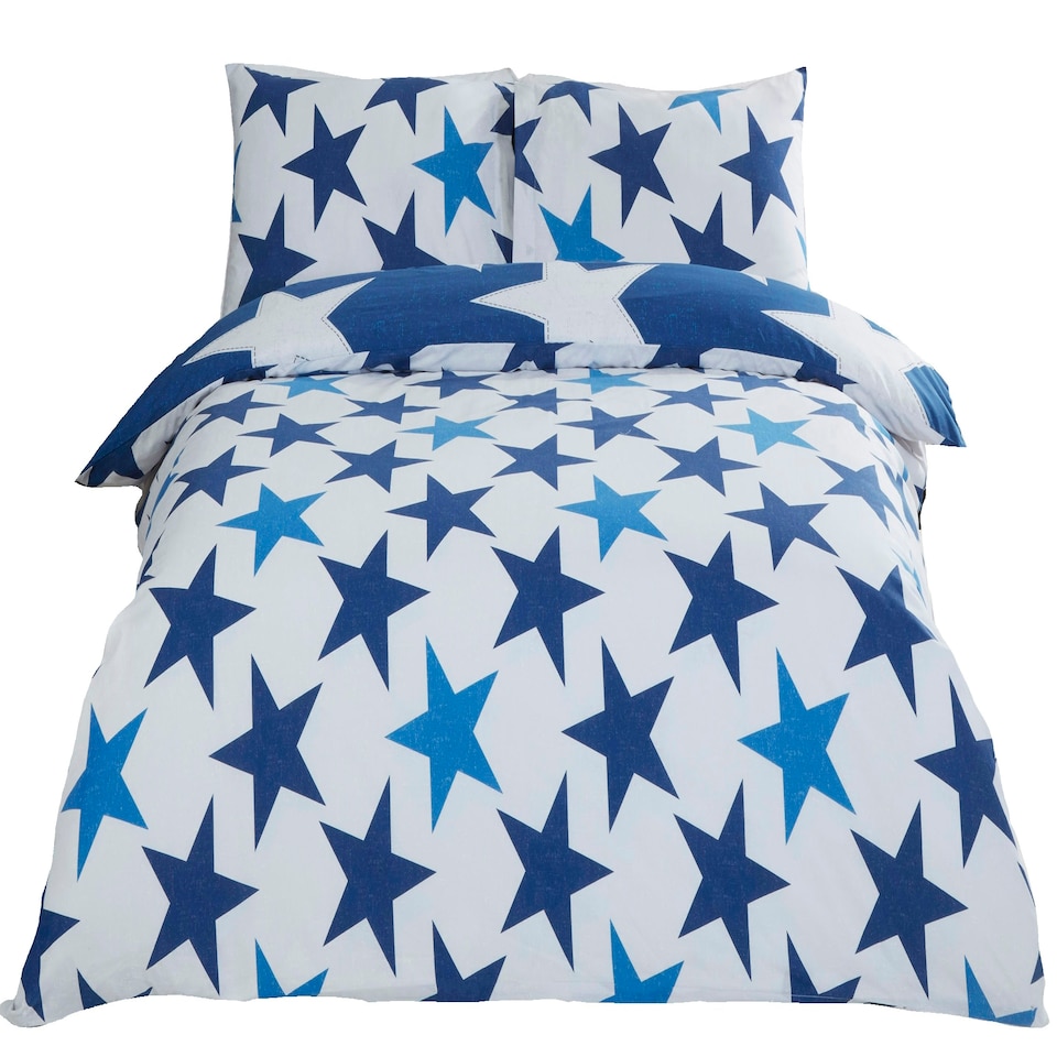 image 1 of All Stars Polycotton Reversible Duvet Set with Pillowcase Red | Double