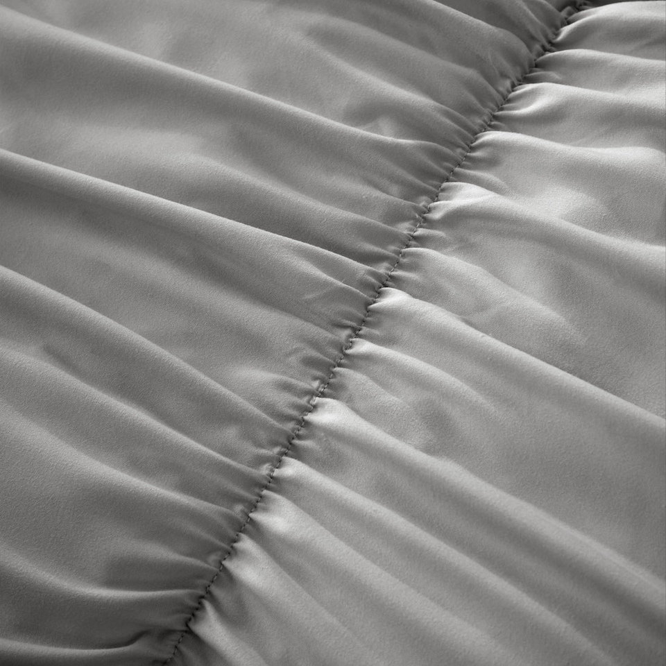 image 1 of Ruched Duvet Set in Grey - King | Grey | Grey | King