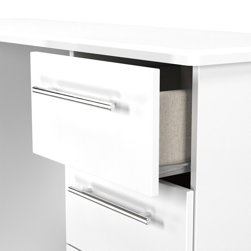 image 1 of Carlton 6 Drawer Kneehole Desk in Porcelain Matt (Ready Assembled) | White | Porcelain Matt