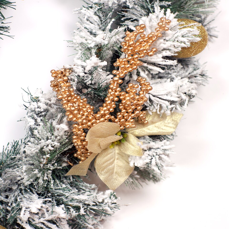 image 1 of 9ft Frosted Gold Decorated Christmas Garland