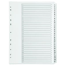A4 White Plastic 31 Part Tabbed File Index Dividers for ring binders/lever arch