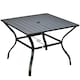image 1 of Outsunny Garden Table with Parasol Hole for Four, Slatted Metal Plate