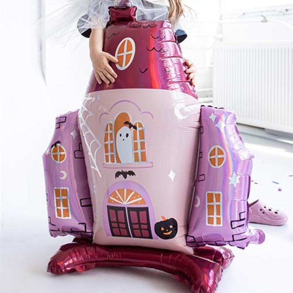 image 1 of Halloween Pink Haunted House Air Fill Foil Giant Balloon 94cm / 37 in