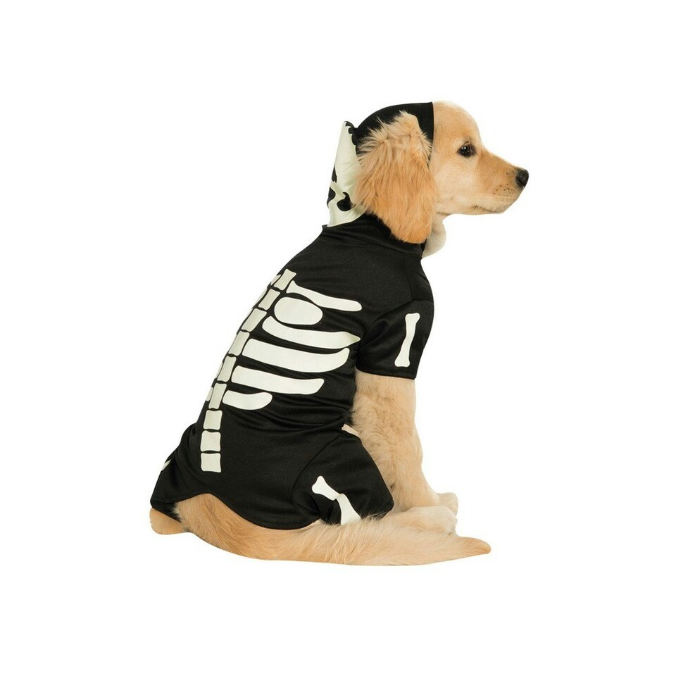 Bristol Novelty Skeleton Hooded Dog Costume - Black/White - S