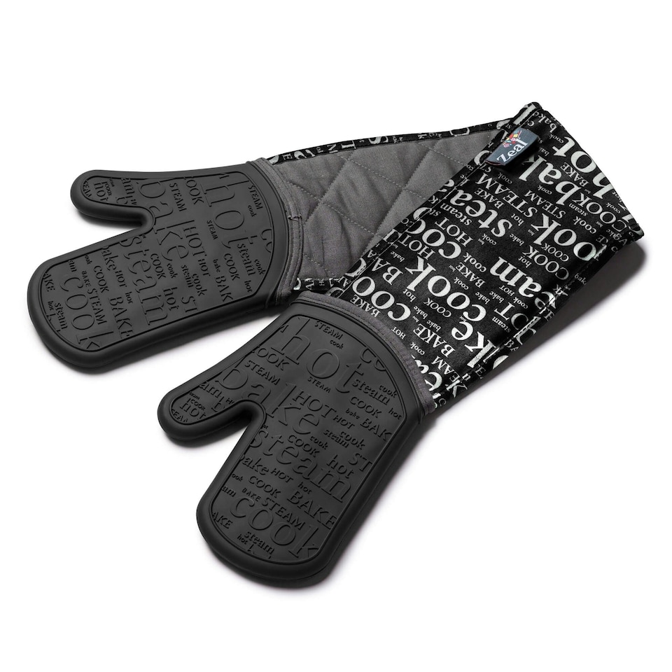 image 1 of Zeal Steam Stop™ Waterproof Silicone Double Oven Glove Black | Black