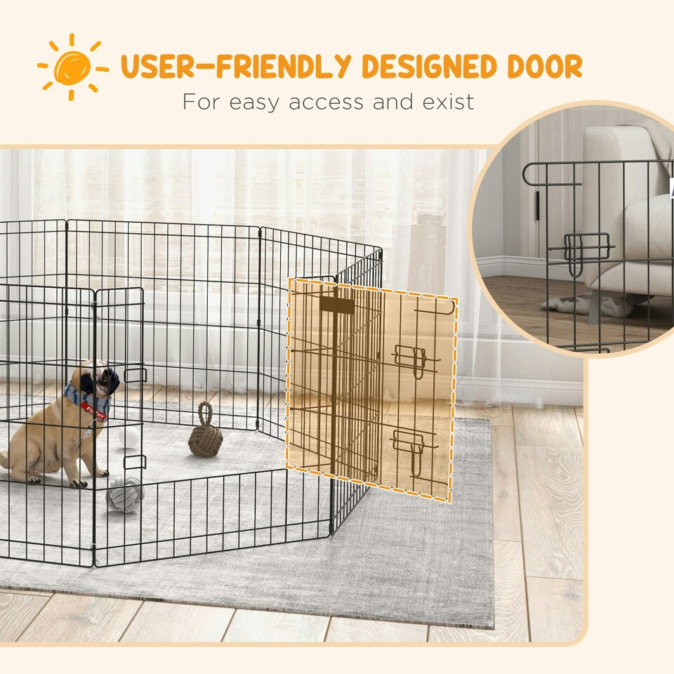 image 1 of PawHut 24" Pet Dog Playpen, Puppy Cage, Eight-Panel Metal Fence, Run, Garden