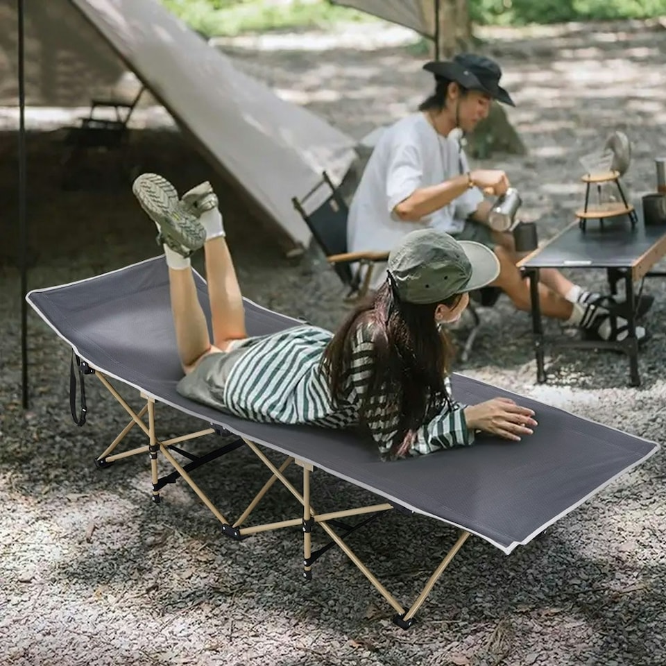 image 1 of Living and Home Portable Folding Camping bed - Grey 190cm | Grey | Portable/Travel