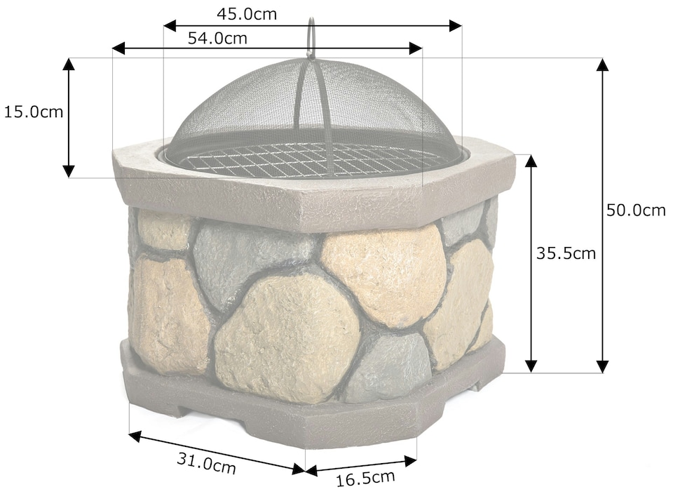 image 1 of Centurion Supports Fireology BOGOTA Bold Garden and Patio Multi-function Heater, Fire Pit, Brazier and Barbecue with Eco-Stone Rock Finish and Cover