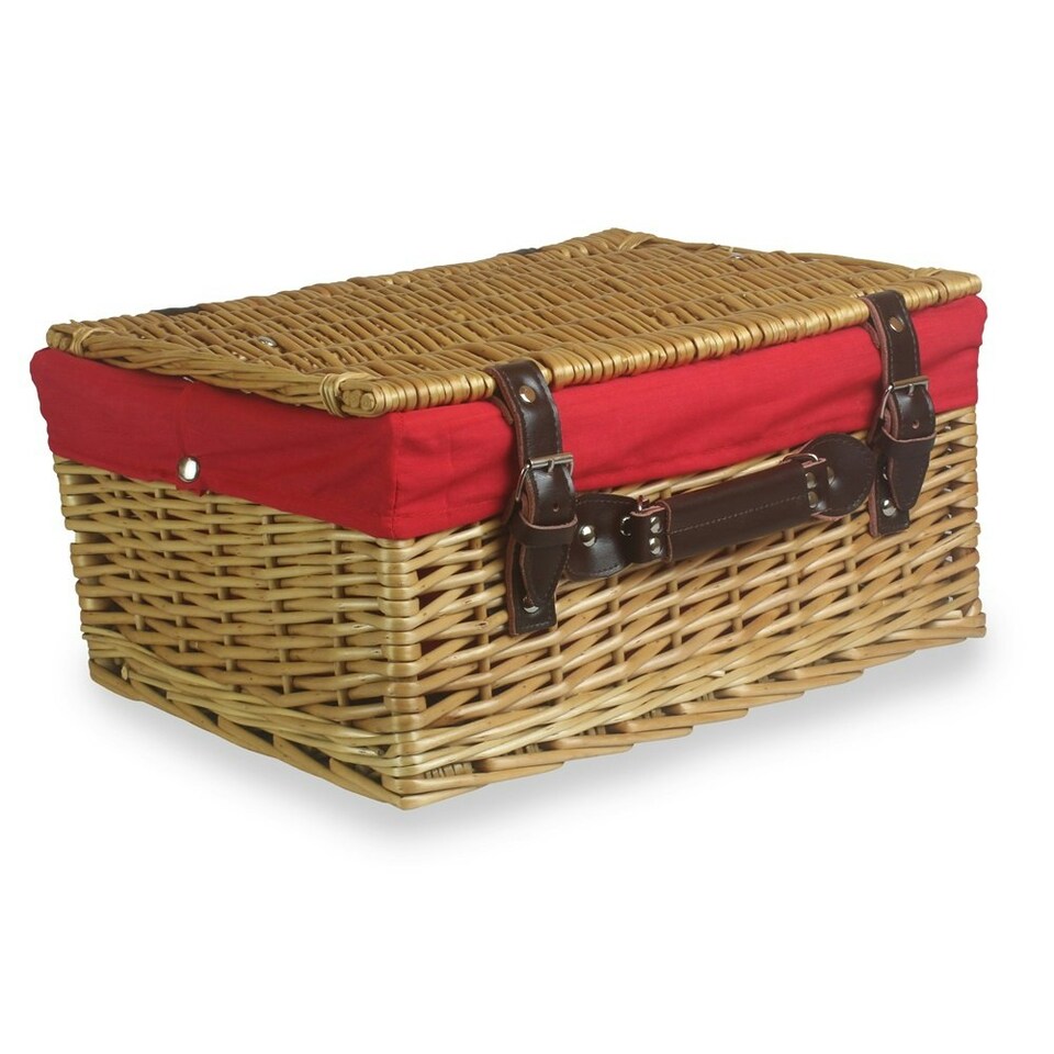 image 1 of 40cm Buff Wicker Picnic Basket with Lining | Grey | Grey | One Size