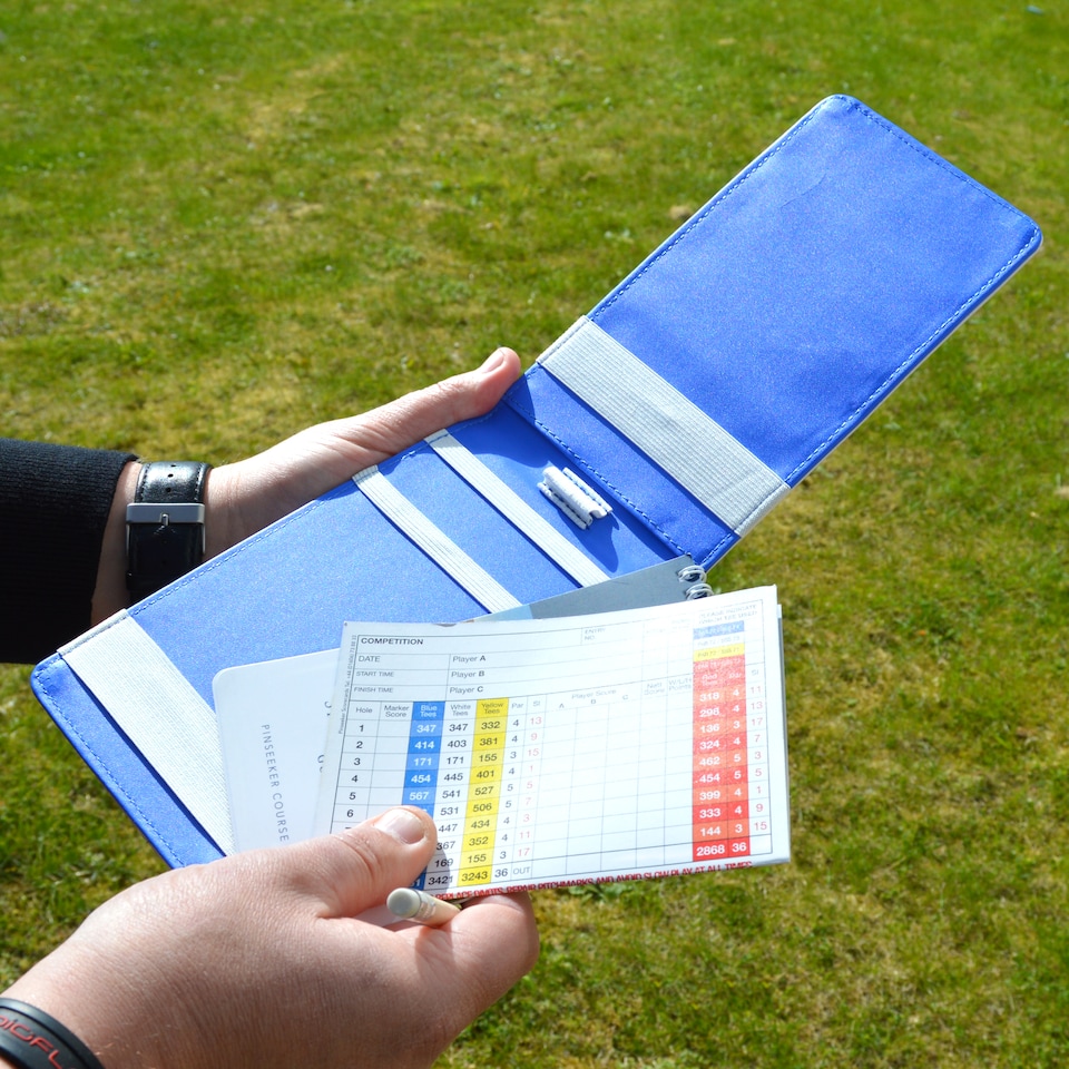 image 1 of Premium Croc Golf Scorecard Holder - White / Blue