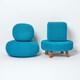 image 5 of Homescapes Teal Blue Large Round Cotton Knitted Pouffe Footstool