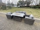 image 2 of Fimous 5 Seater Outdoor PE Rattan Garden Furniture Gas Fire Pit Dining Table Lounge Sofa 2 PC Armchairs Dark Grey Mixed Patio