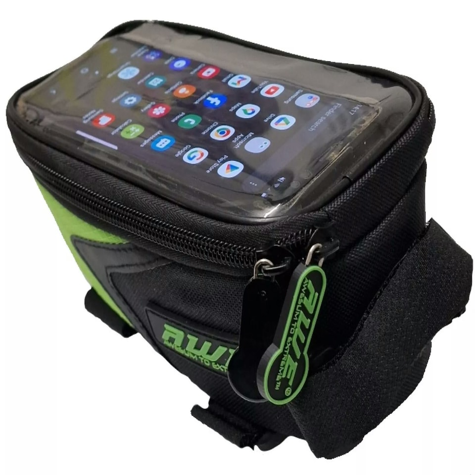 image 1 of AWE Bike Top Tube Smartphone Touchscreen Case/Bag Black/Green