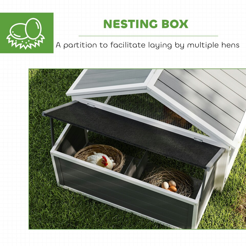 image 1 of PawHut Wooden Chicken Run with Nesting Box, Openable Roof, for 4-8 Chickens