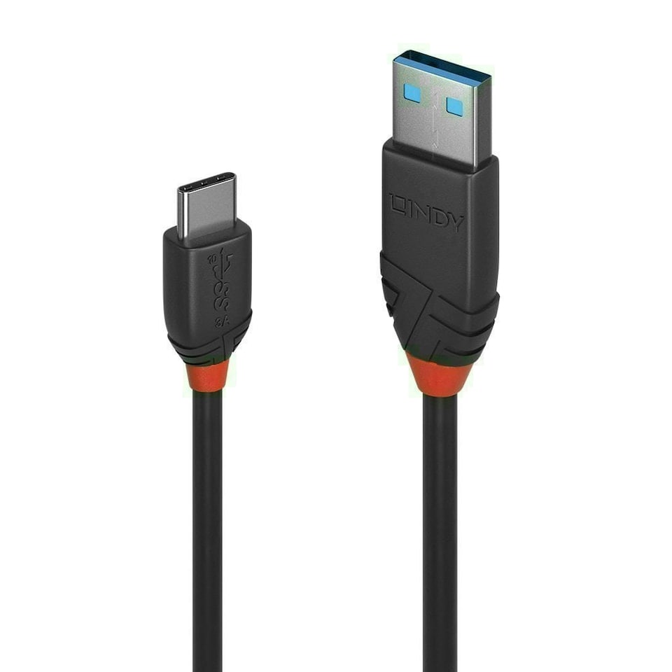 image 1 of 0.5m USB 3.2 Type A to C Cable, 10Gbps, Black Line