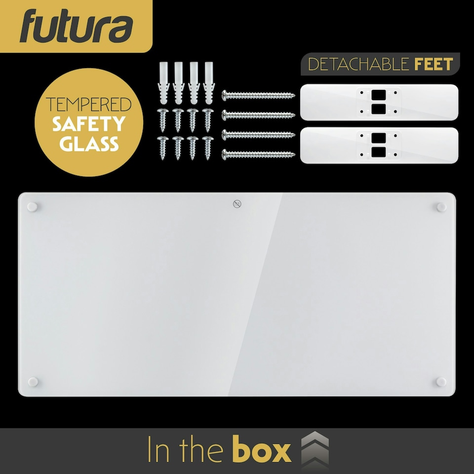 image 1 of Futura 2000W Smart Wifi Heater Electric Panel Wall Mounted White Glass Radiator