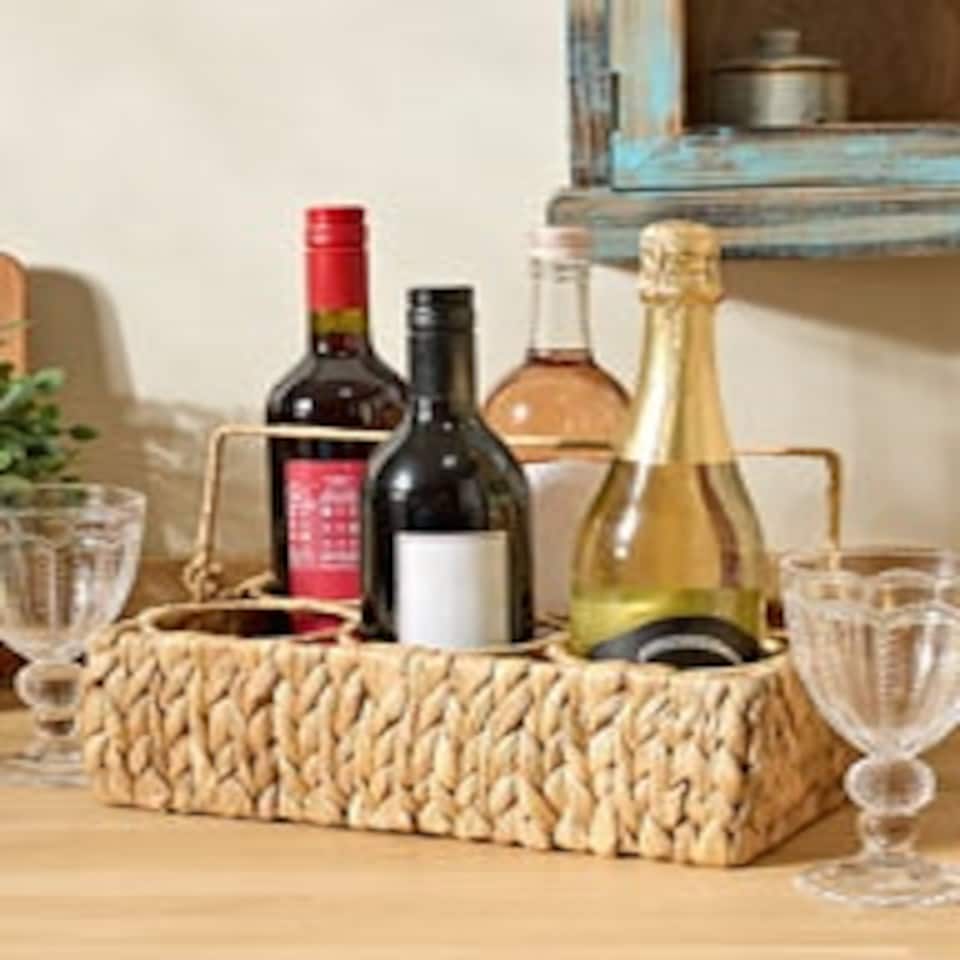 image 1 of Water Hyacinth Bottle Caddy