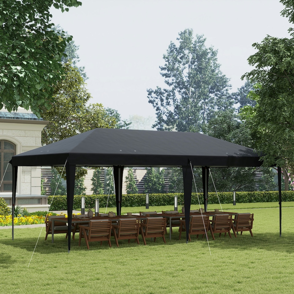 image 1 of Outsunny 3 x 6 m Pop Up Gazebo Patio Party Event Heavy Duty Canopy Black