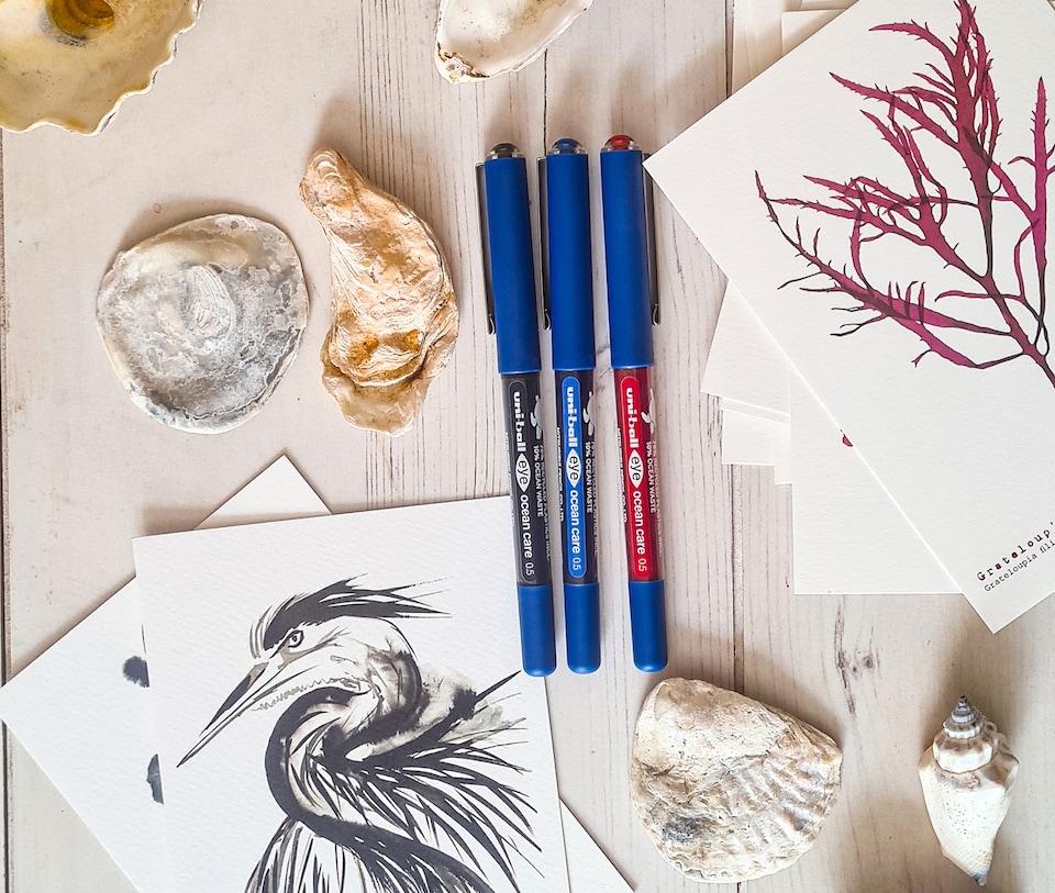 image 1 of Uni-Ball Eye Ocean Care Rollerball Pens UB-150ROP 0.5mm Pack of 12