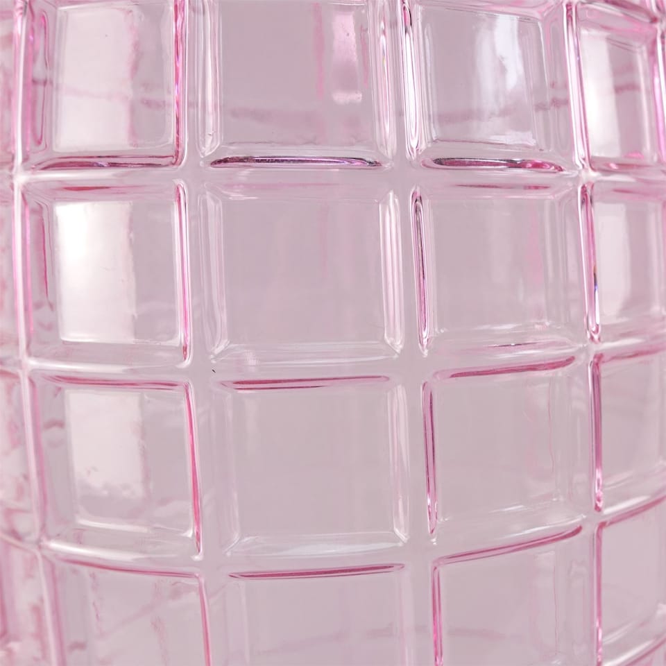 image 1 of 49cm Tall Pink Square Glass Vase | Pink | 49