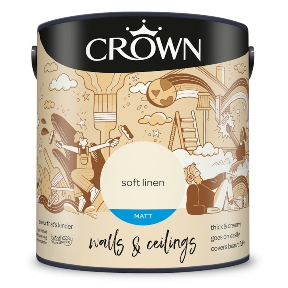 image 1 of Crown Walls & Ceilings Matt 2.5L Soft Linen
