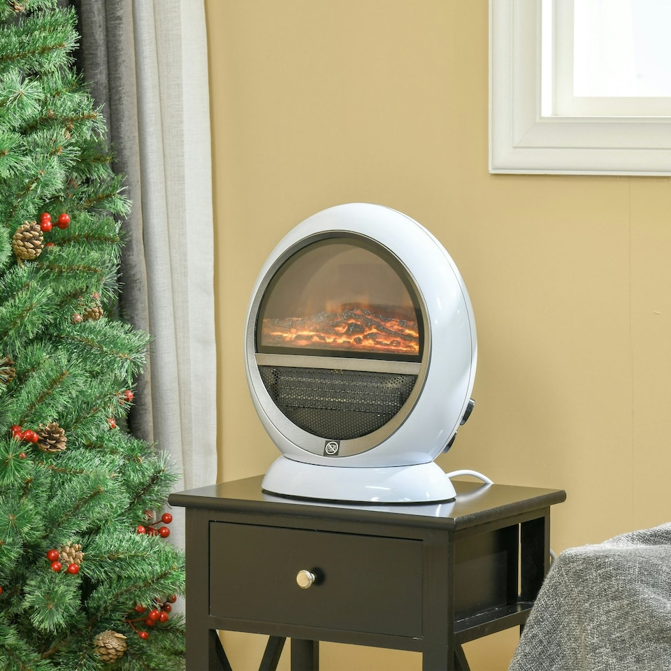 image 1 of HOMCOM Table Top Electric Fireplace Heater W/ LED Flame Rotatable Head Black