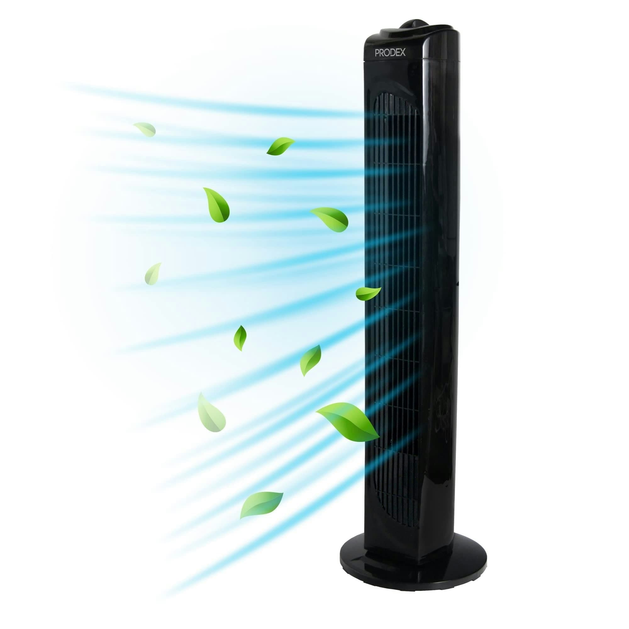 Prodex PX5229B Tower Fan, Oscillating, 3 Speed, 29 Inch, Black