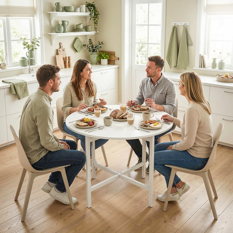 image 1 of HOMCOM Folding Dining with Steel Frame for Small Spaces, White