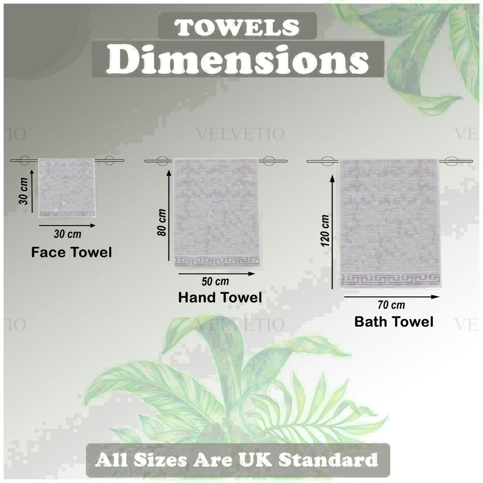 image 1 of VELVETIO 8 Piece Towel Bale Set Jacquard Greek Key Pattern - 100% Cotton, 450 GSM White