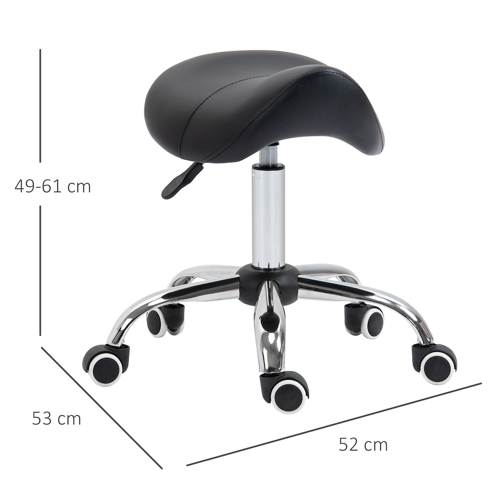 image 1 of HOMCOM PU Leather Saddle Stool w/ Moulded Padded Seat Adjustable Height Black