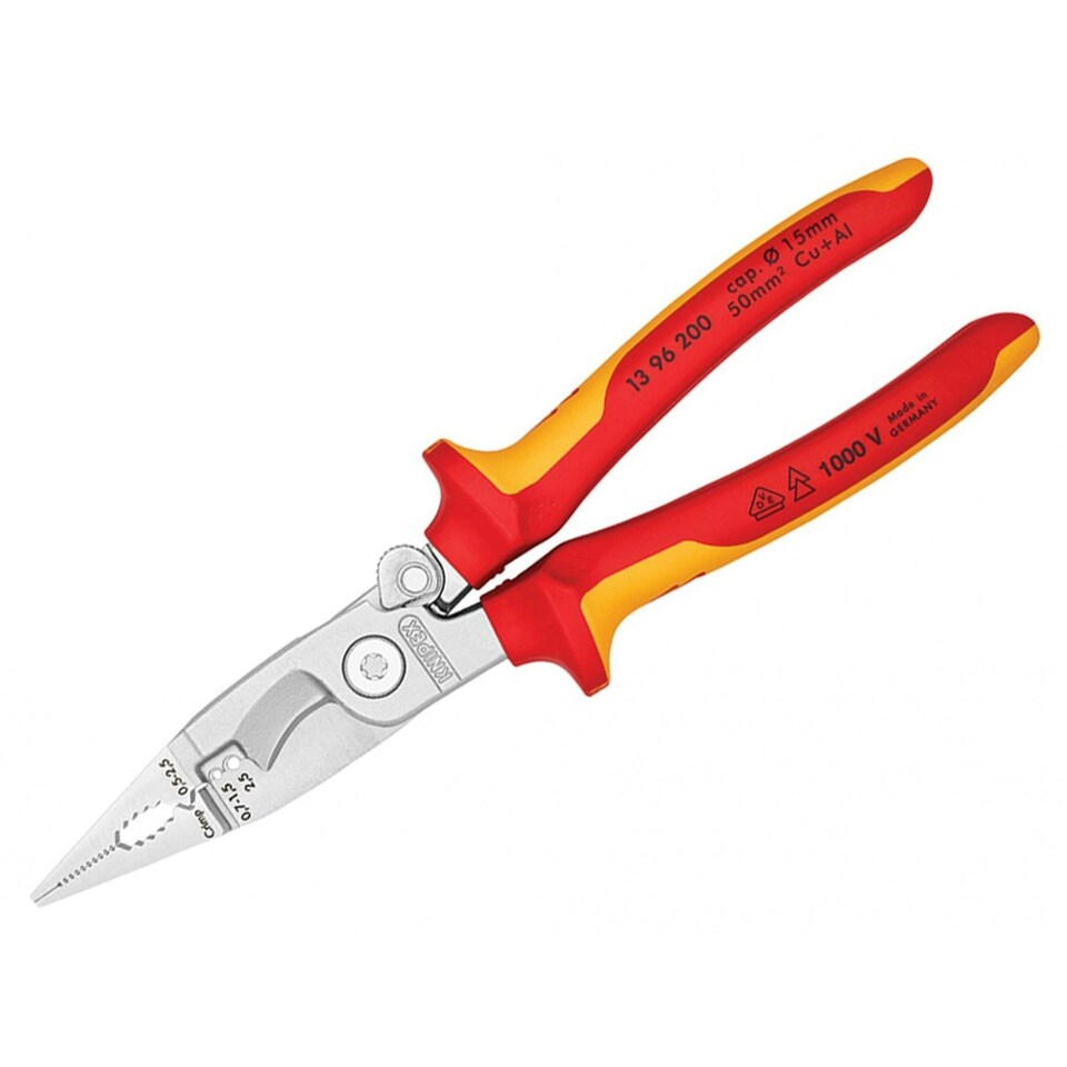 Knipex Vde Multifunctional Installation Pliers - Multi Colour - with Opening Spring 200mm