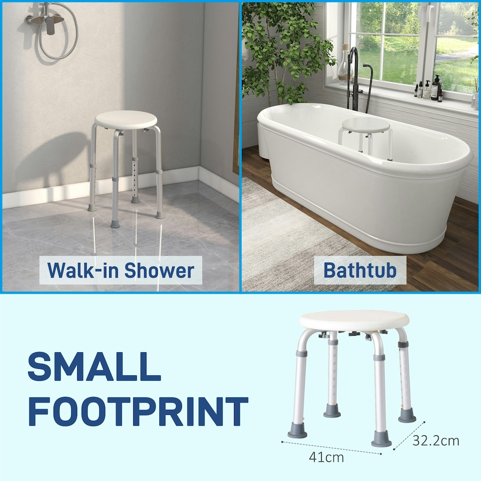 image 1 of HOMCOM Bath Chair Height Adjustable Shower Seat, Elderly Disabled